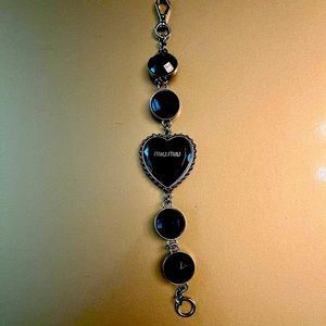 Miu Miu Hearts Keychain in Black and Silver